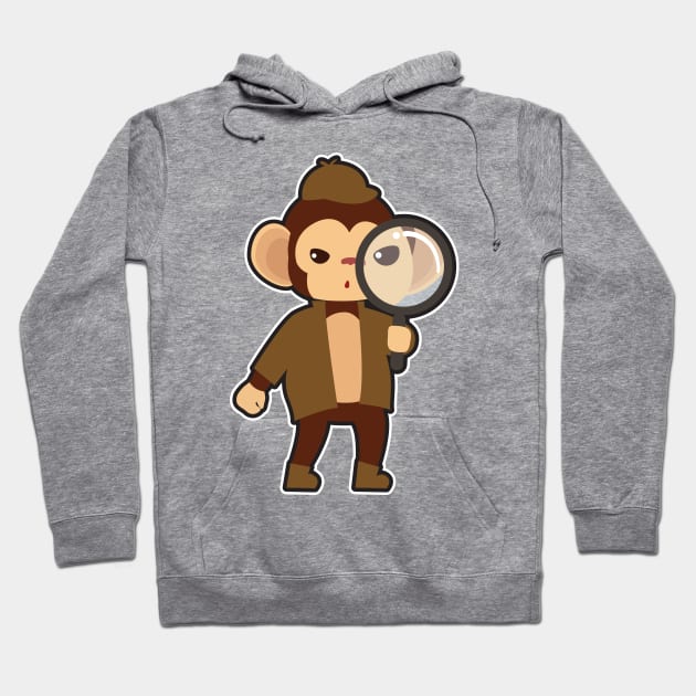 Monkey as Detective with Magnifying glass Hoodie by Markus Schnabel